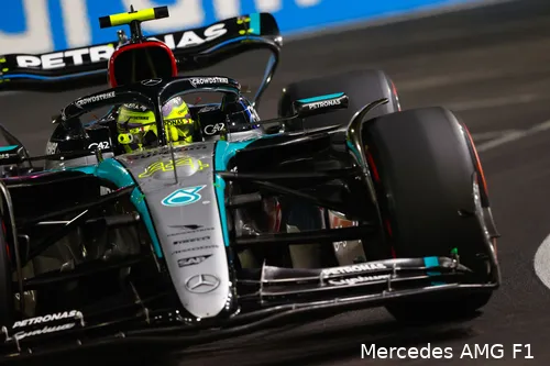 Hamilton werd uiteindelijk tweede in Las Vegas.