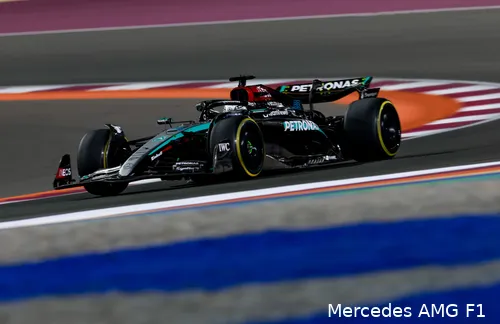 <i>George Russell was niet blij met zijn Mercedes op vrijdag.</i>