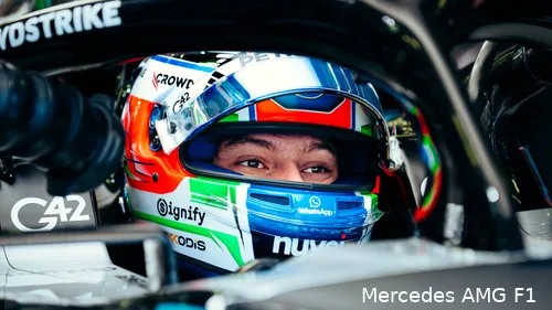 andrea kimi antonelli mercedes testdag 1 bahrein 2025