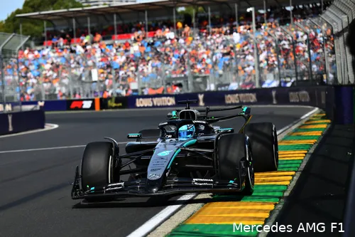 <i>Russell voelde zich vandaag prettig in de Mercedes.</i>