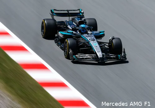 <i>Russell werd vierde in de Grand Prix van Spanje.</i>