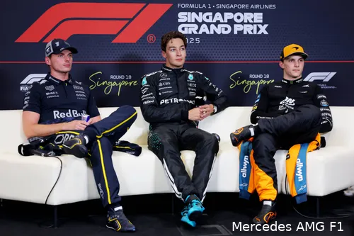 george-russell-mercedes-gp-singapore-2025-zaterdag-persconferentie-oscar-piastri-max-verstappen