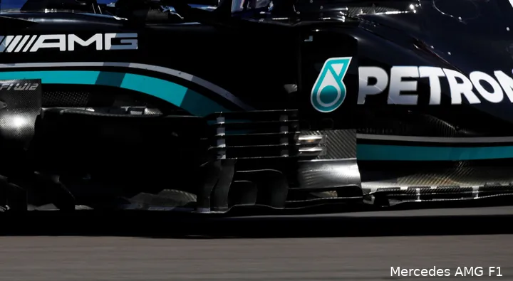 Bargeboards van Mercedes tijdens de Britse GP