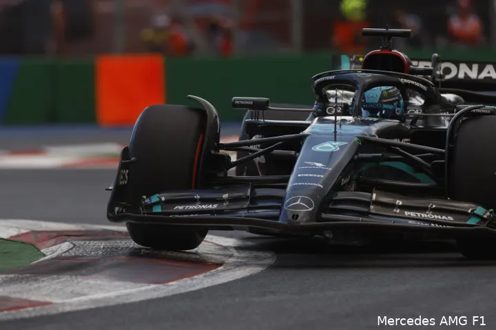 Russell zag de donkere wolken boven het circuit in Mexico City. (Foto: Mercedes AMG F1)
