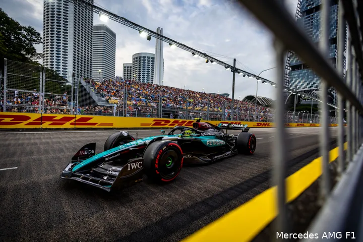Hamilton pakte P3 in de kwalificatie voor de Grand Prix van Singapore 2024, Marina Bay Street Circuit.