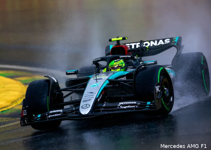 lewis hamilton brazilie regenrace zondag mercedes 2024