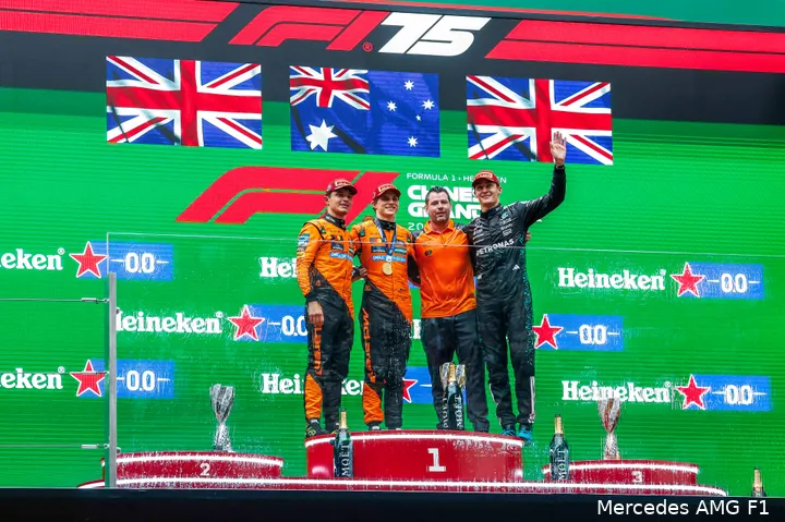 podium china racedag lando norris oscar piastri george russell