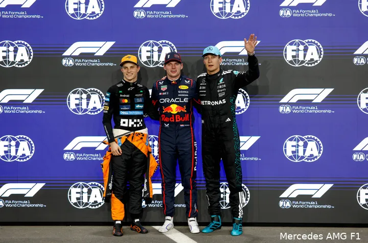 mercedes george russell max verstappen red bull racing mclaren oscar piastri gp saoedi arabie 2025 zaterdag