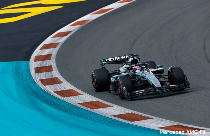 <i>Russell heeft een lastig weekend in Miami.</i>