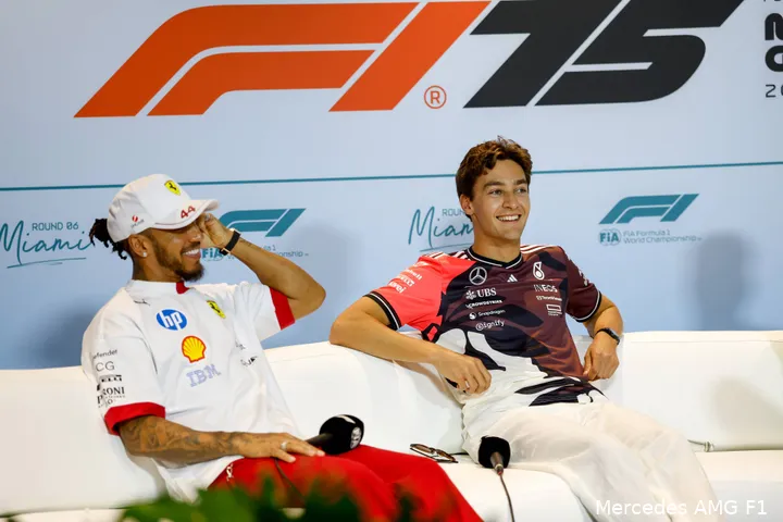 lewis hamilton ferrari george russell mercedes 2025 miami donderdag persconferentie