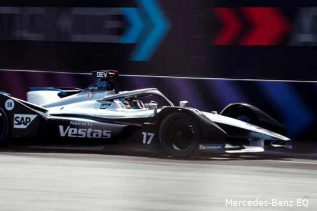 Mercedes Benz EQ Silver Arrow 01 racing in the attack mode zone