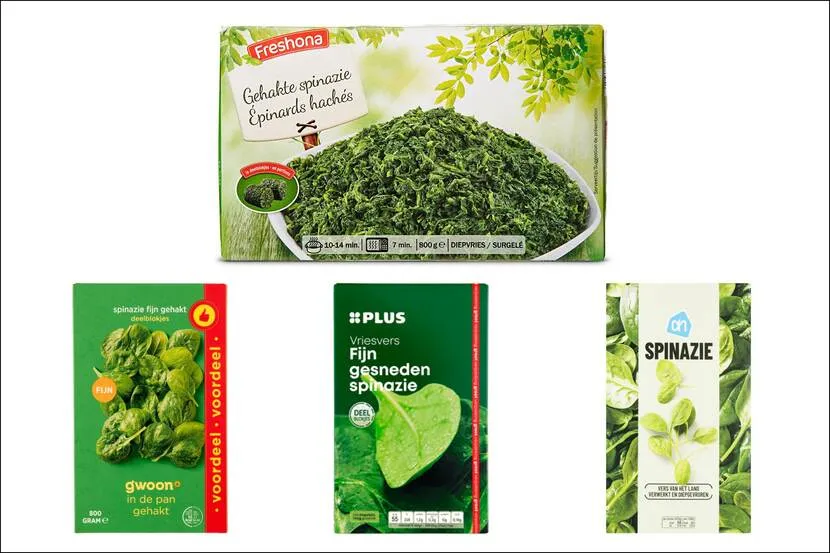 verpakking diepvries spinazie blokjes diverse merken 2
