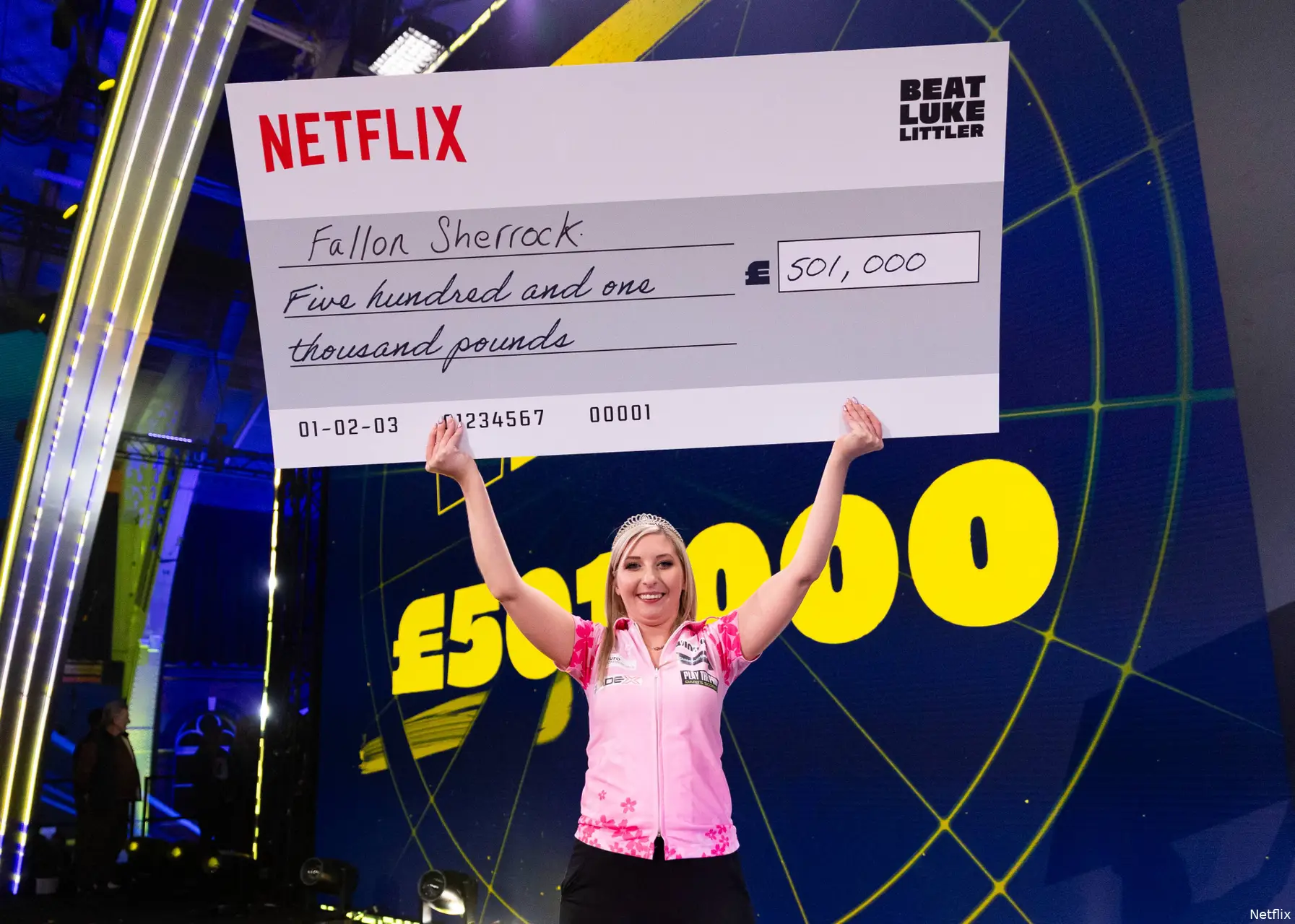 Fallon Sherrock at Beat Luke Littler on Netflix