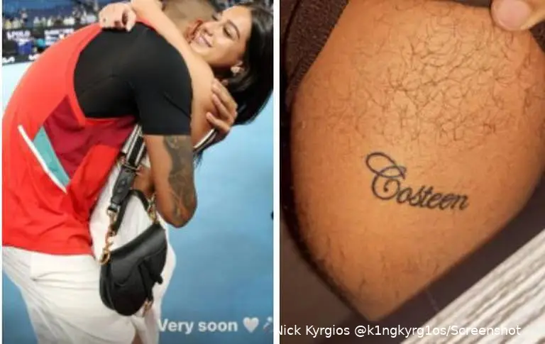 Instagram story and post with the cryptic wedding news and new tattoo from Kyrgios' Instagram page.