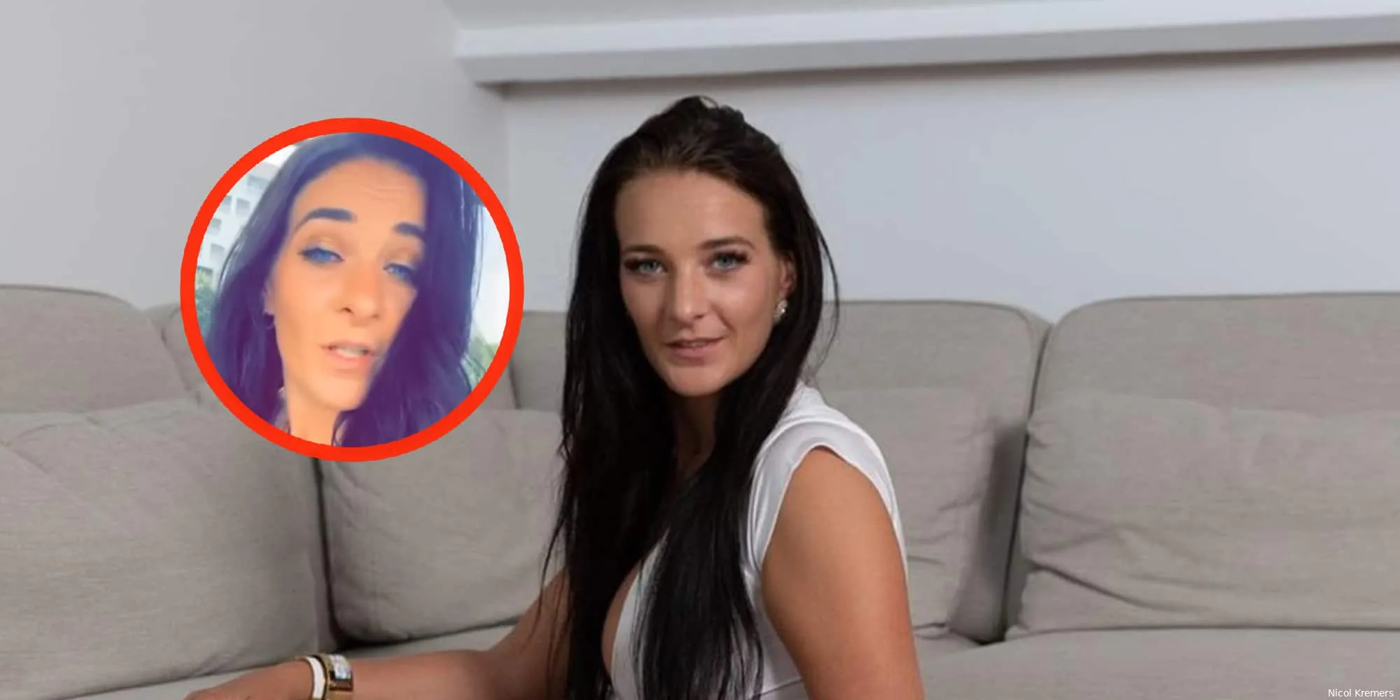 foto nicol kremers gaat op haar knieen in extreem kort rokje