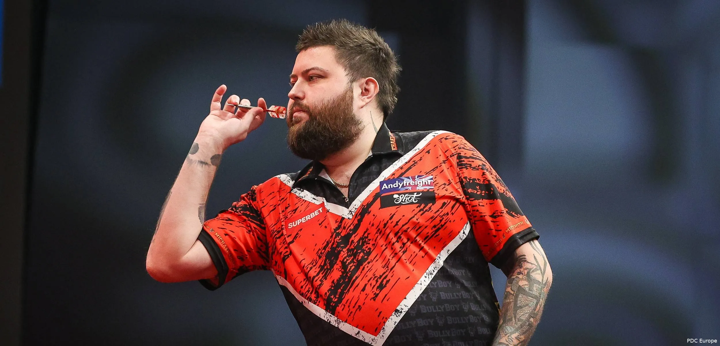Michael Smith in action during the Poland Darts Open 2026