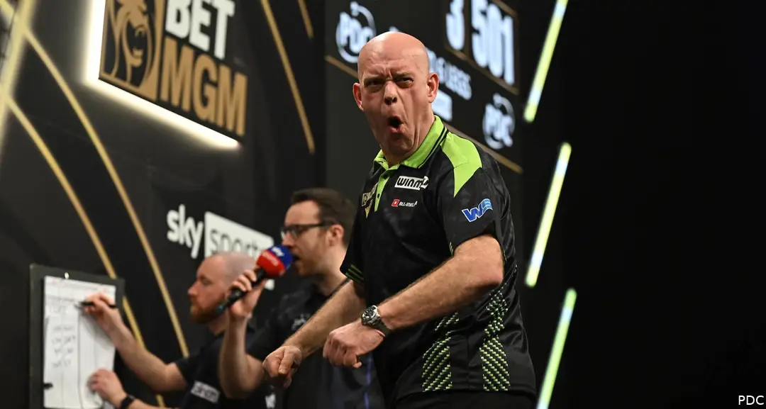 Michael van Gerwen passionately celebrating on stage