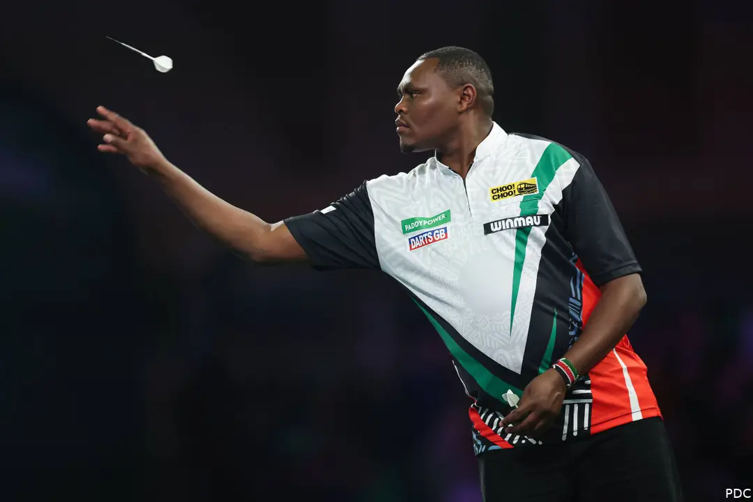 David Munyua in Aktion bei der vergangenen Darts-WM