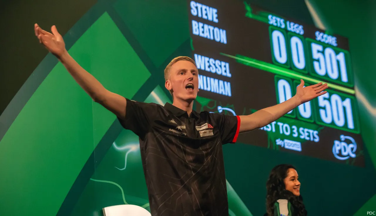 Nijman bij zijn debuut in Ally Pally