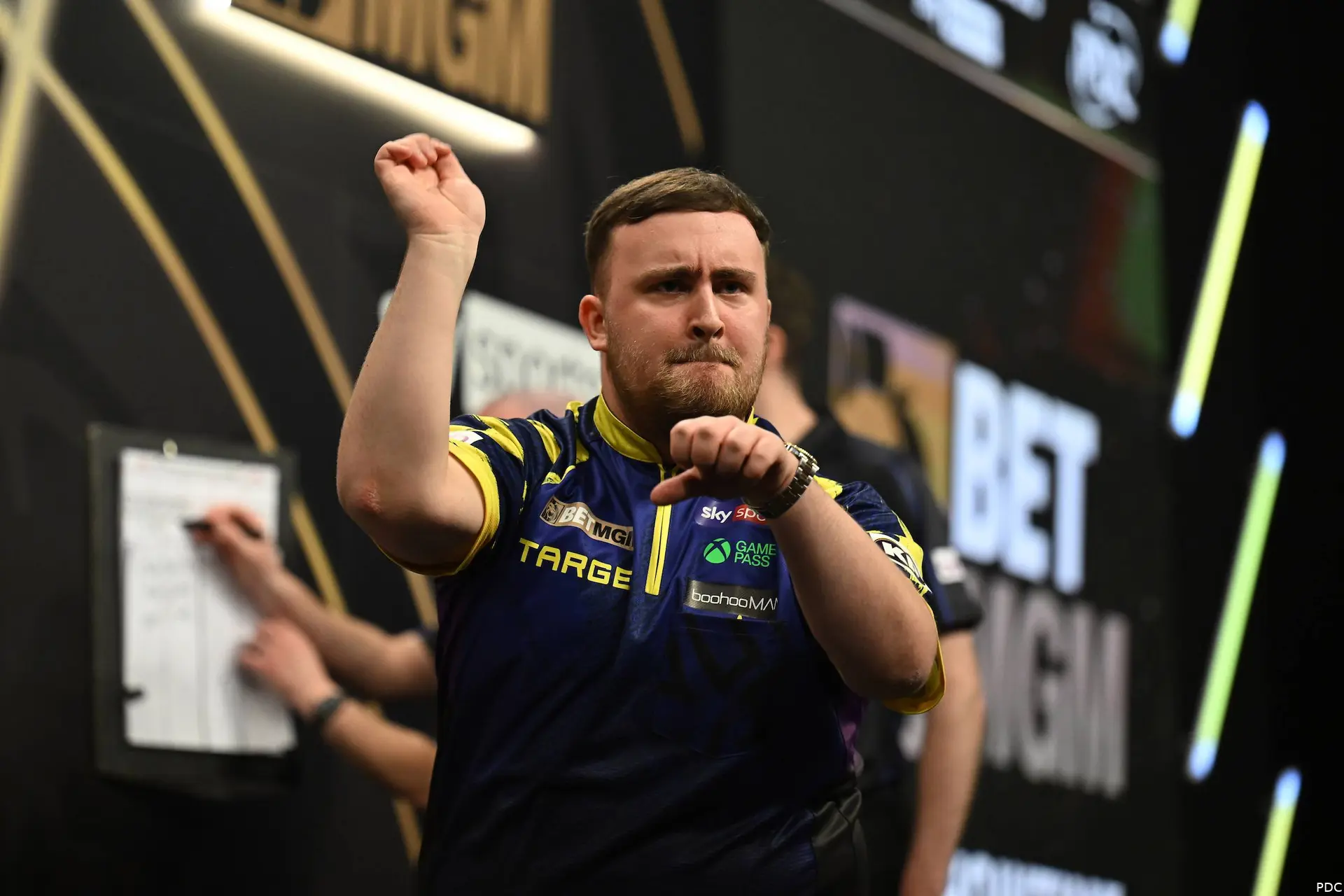 Luke Littler on Night Seven of the 2026 Premier League Darts in Dublin
