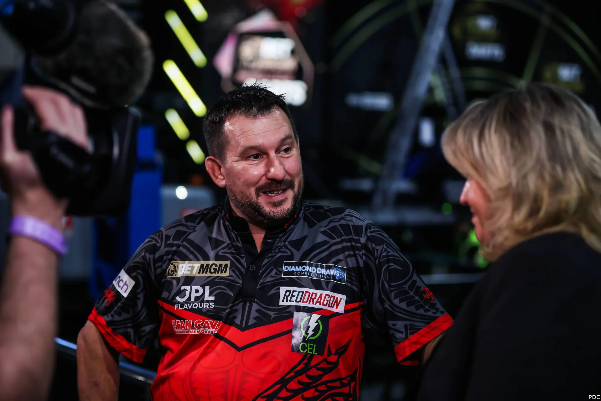 Jonny Clayton speaks to the media ahead of the 2026 Premier League Darts Finals Night