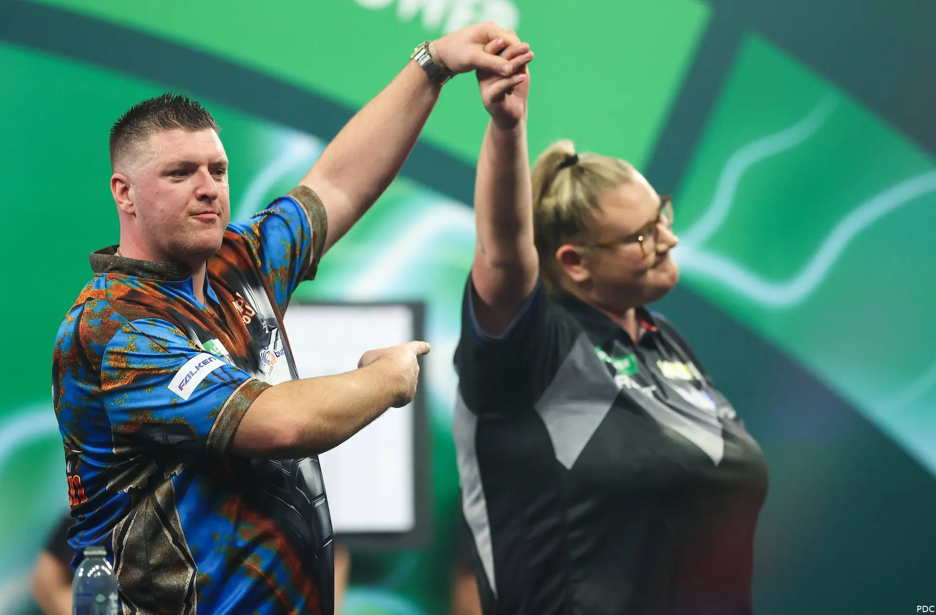 Daryl Gurney and Beau Greaves after their match at the 2026 PDC World Darts Championship