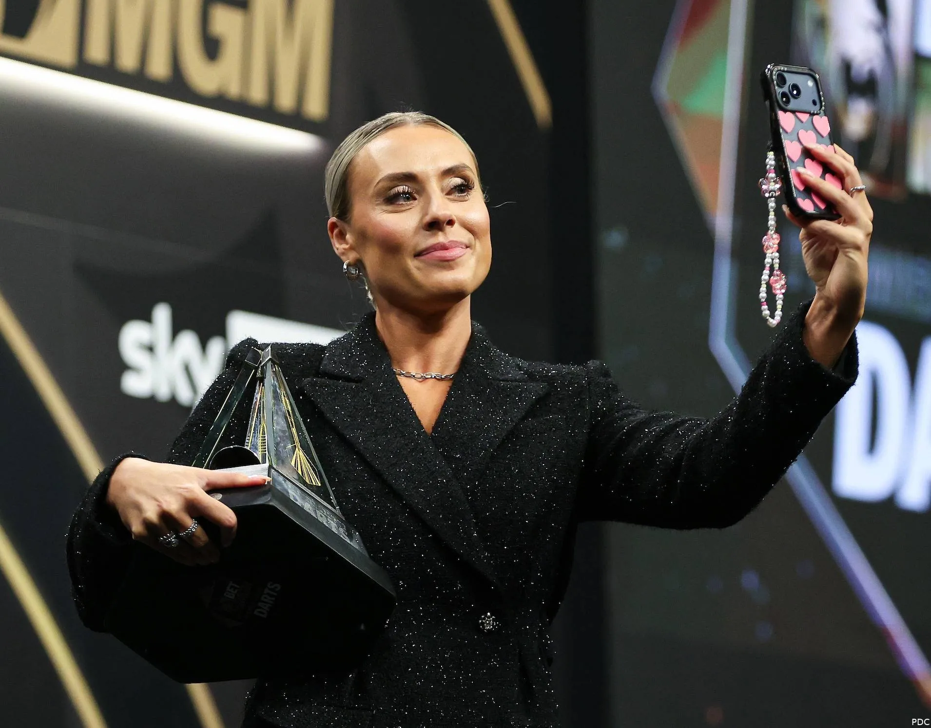 Emma Paton on night one of the 2026 Premier League Darts in Newcastle