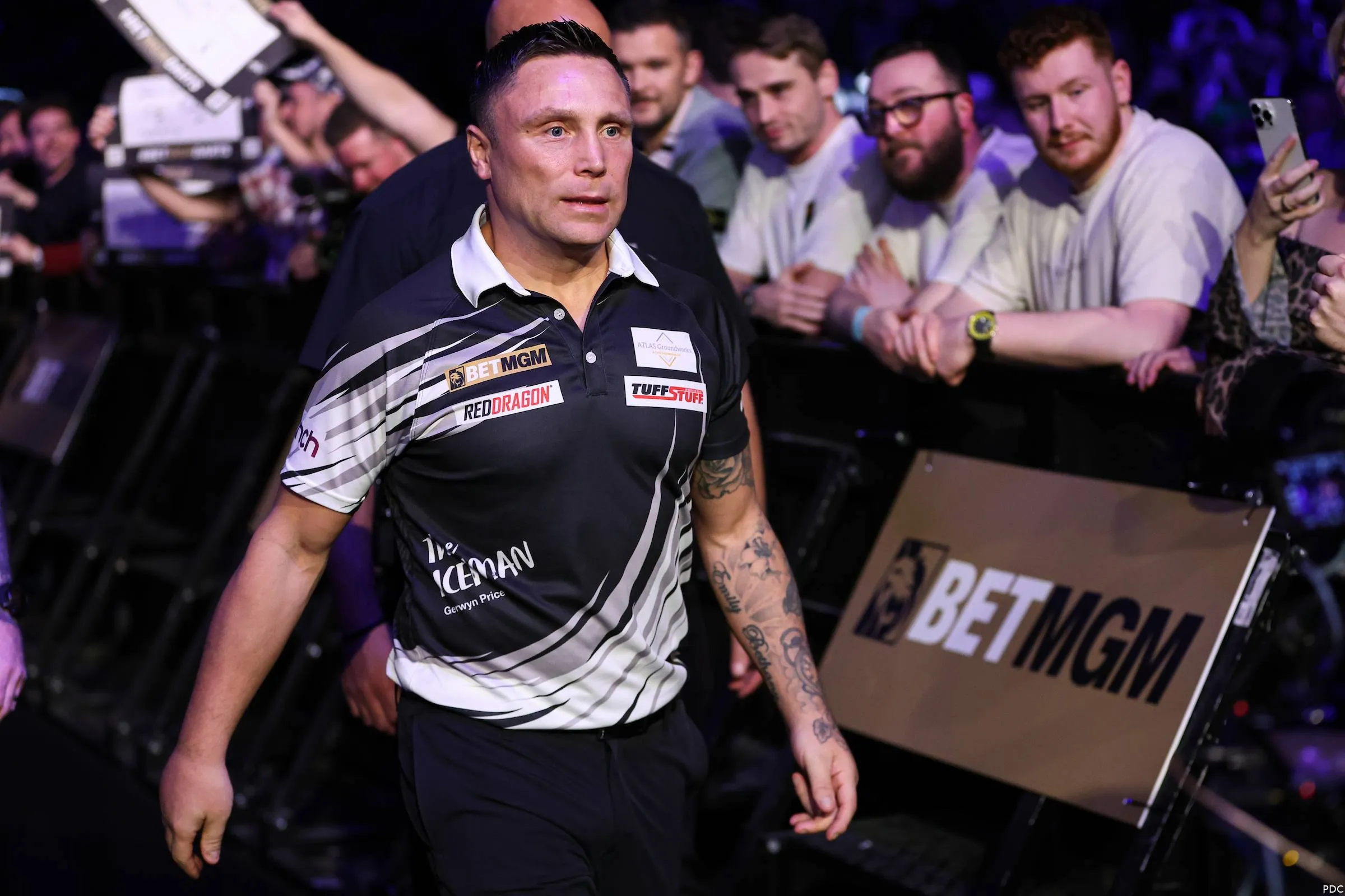 Gerwyn Price on night one of the 2026 Premier League Darts in Newcastle