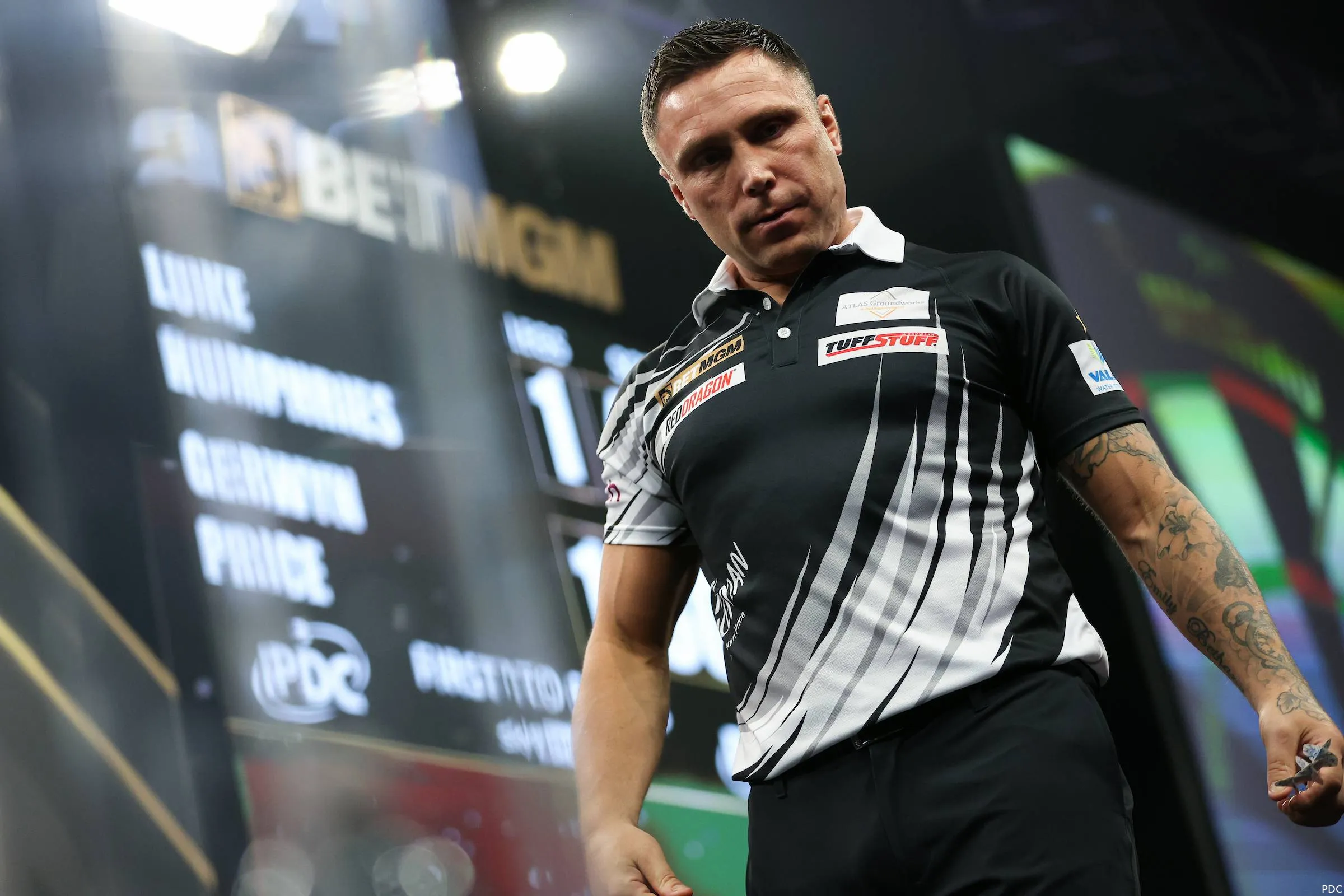 Gerwyn Price on night one of the 2026 Premier League Darts in Newcastle