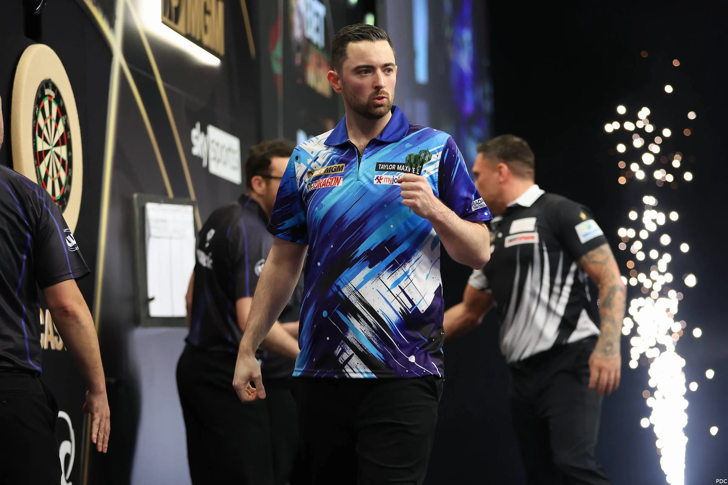 Luke Humphries on night one of the 2026 Premier League Darts in Newcastle