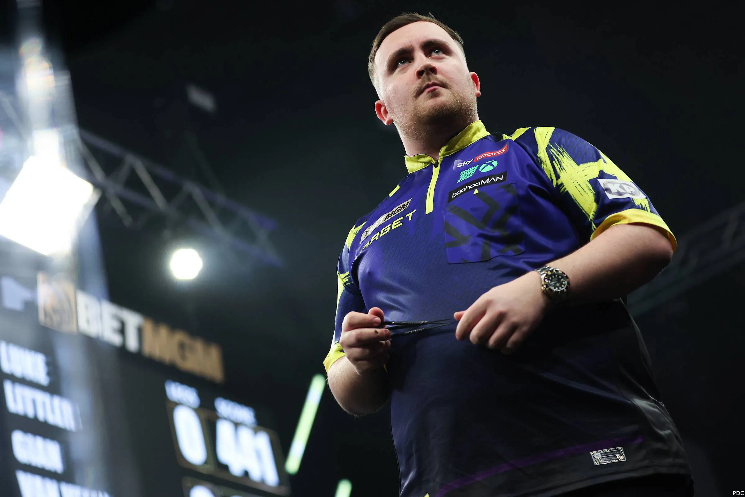 Luke Littler on night one of the 2026 Premier League Darts in Newcastle