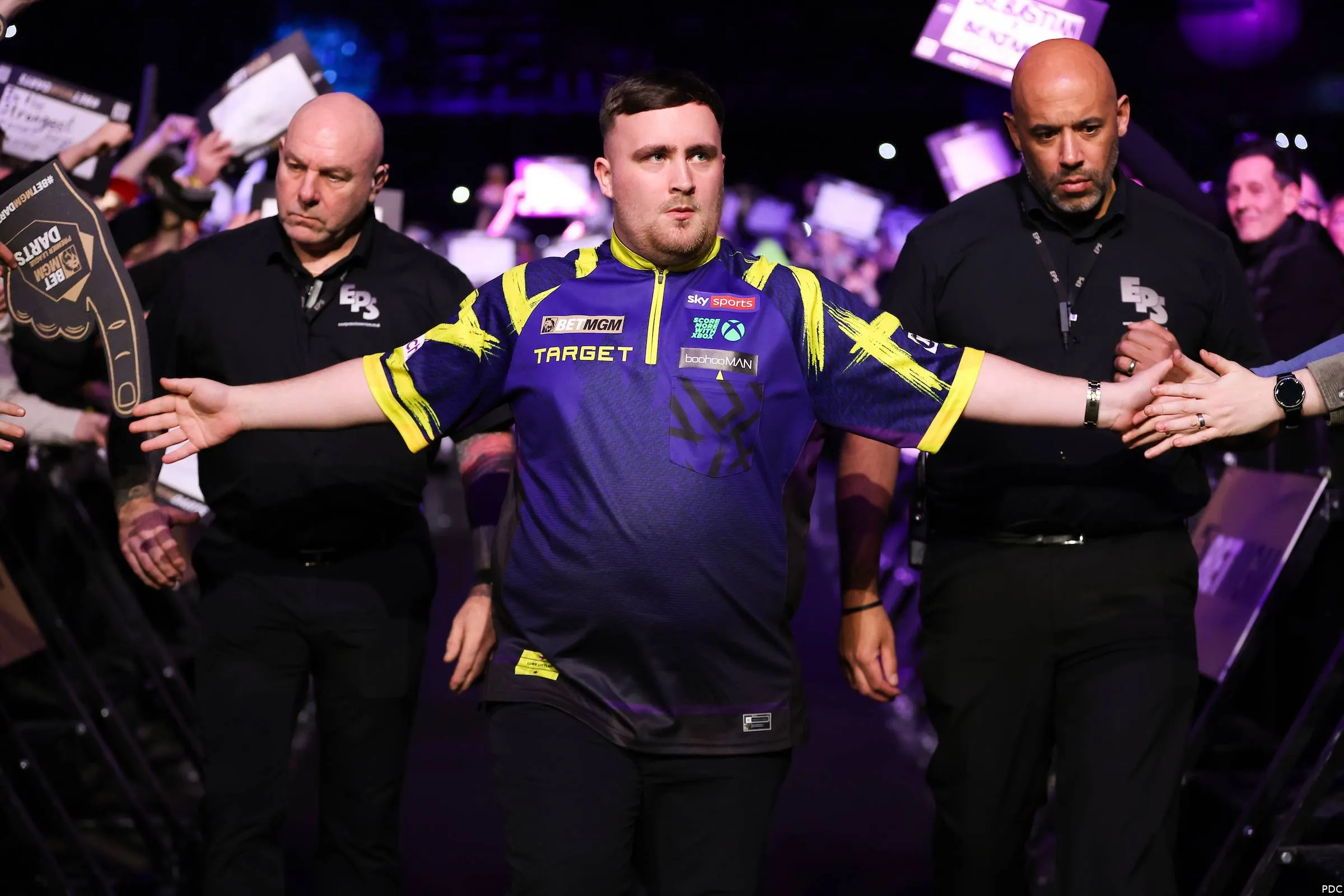 Luke Littler on night one of the 2026 Premier League Darts in Newcastle