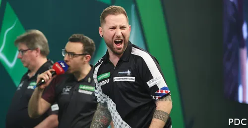 Danny Noppert celebrates at the Alexandra Palace