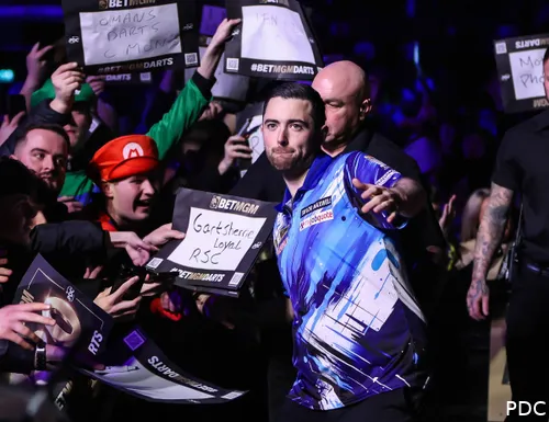 Luke Humphries on night 3 of the 2026 Premier League Darts in Glasgow