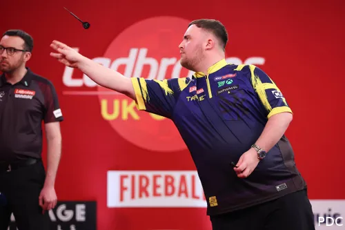Luke Littler in action at the recent UK Open