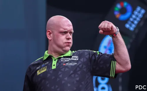 Michael van Gerwen pumps his fist