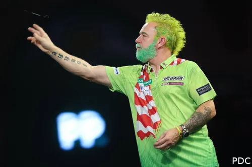 Peter Wright in actie op het voorbije WK Darts