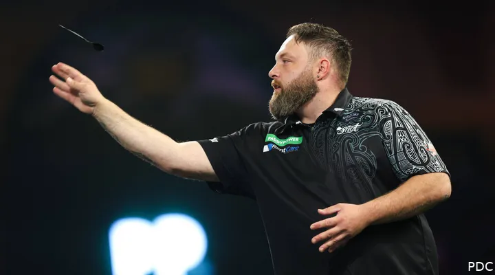Jonny Tata in action at the 2026 World Darts Championship