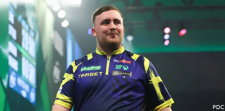 Luke Littler walks off the stage