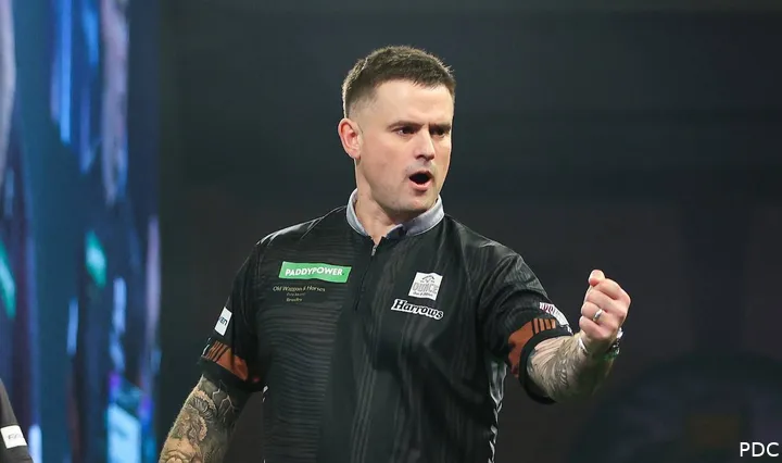 Luke Woodhouse pumps his fist toward the crowd