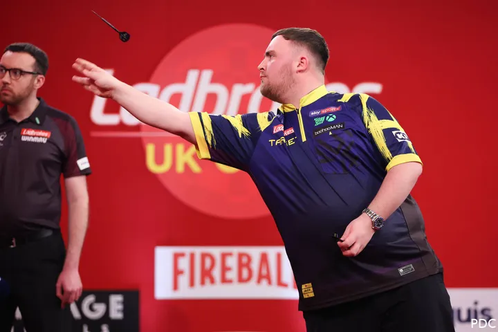 Luke Littler in action at the recent UK Open