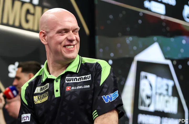 Michael van Gerwen on night 10 of the 2026 Premier League Darts
