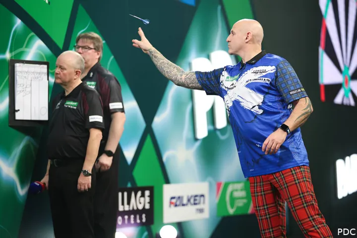 Alan Soutar in actie tijdens het voorbije WK Darts