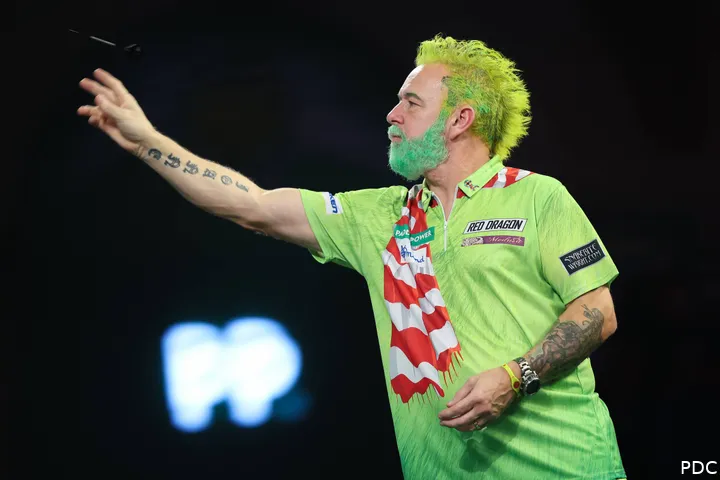 Peter Wright in actie op het voorbije WK Darts