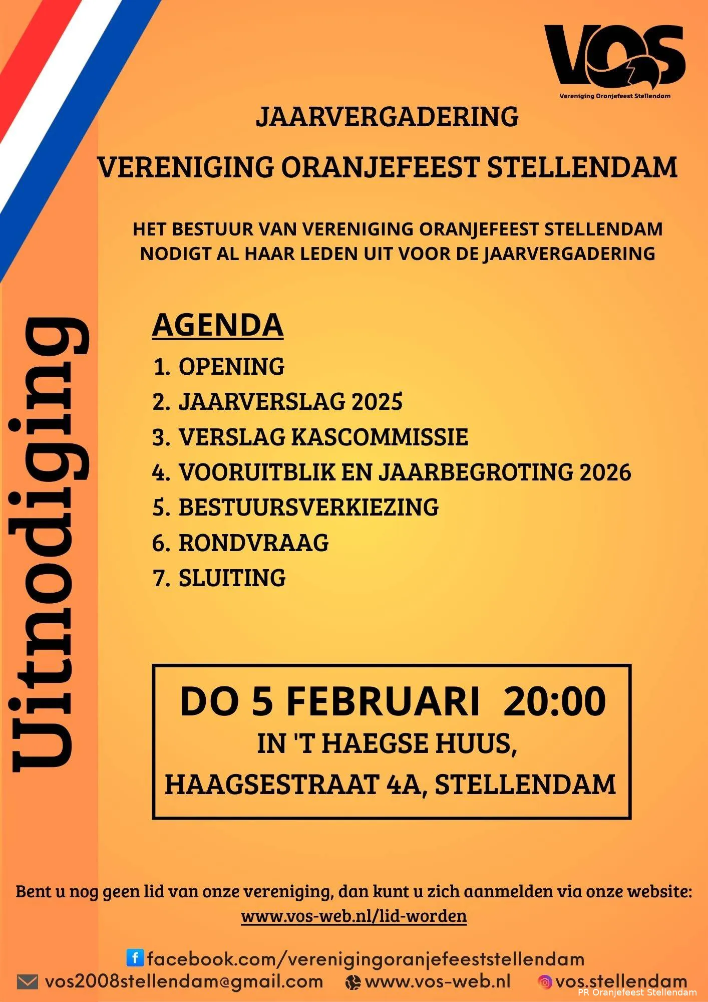 Jaarvergadering Vereniging Oranjefeest Stellendam