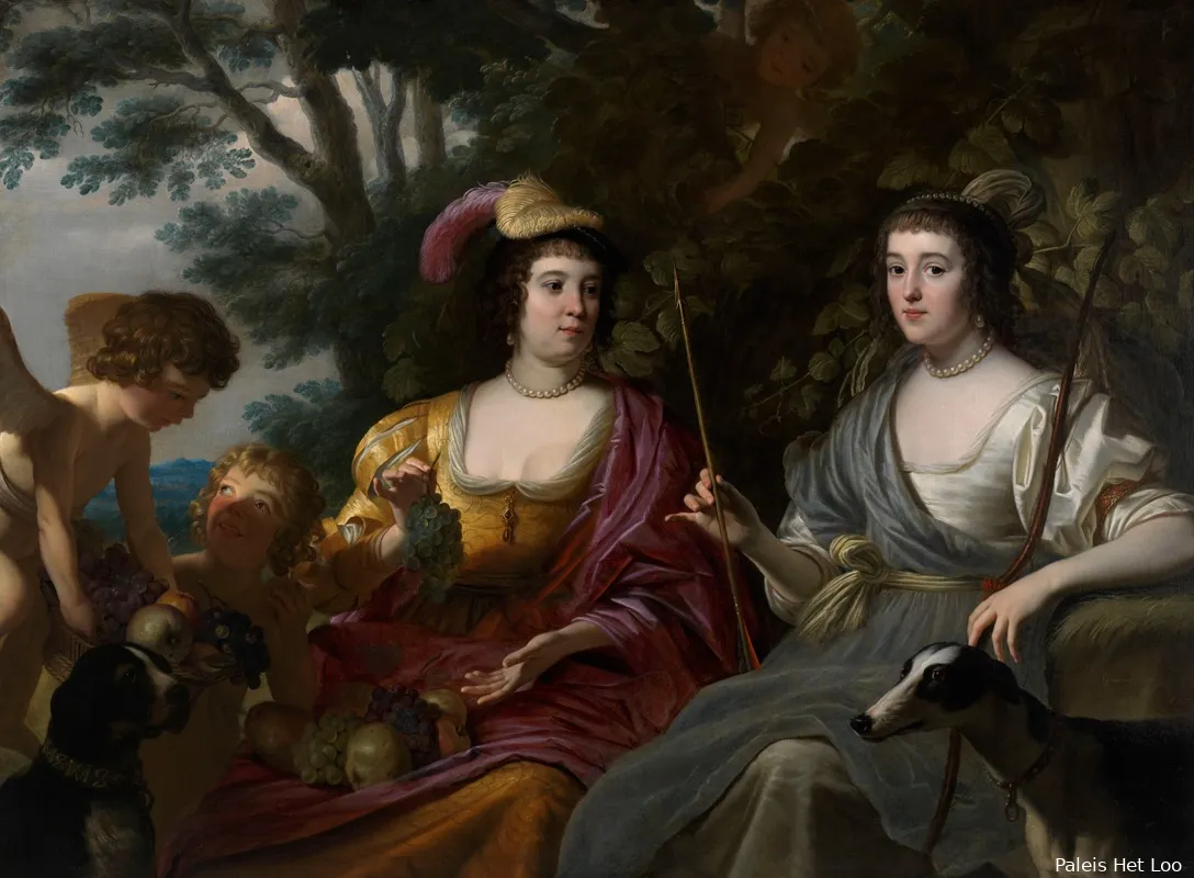 portret van amalia van solms en charlotte de la trmolle gerard van honthorst paleis het loo 1