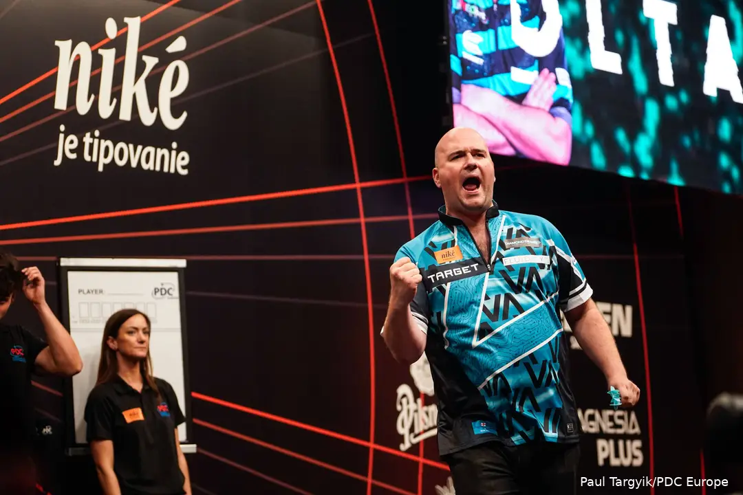 Rob Cross celebrates.