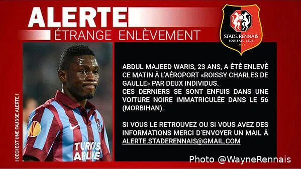 un supporter rennais lance une alerte enlevement pour warris alerte enlevement pour warris117519