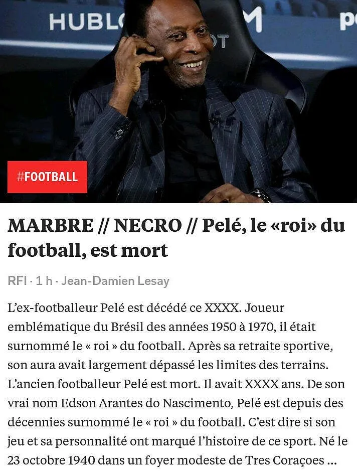 foot la mort de pele annoncee par erreur c etait un bug pele 299405