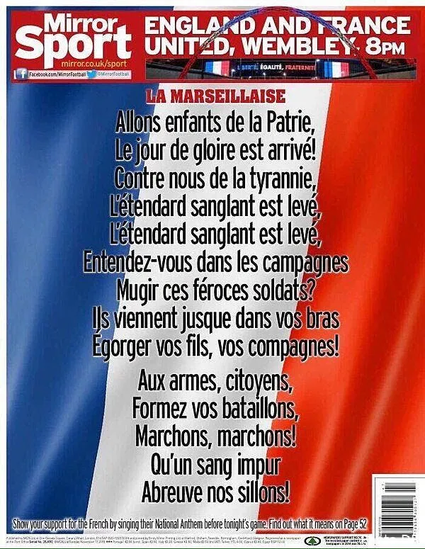 la presse anglaise fait sa une avec la marseillaise ct ytk5wsaaez9o125731